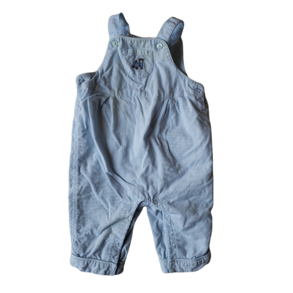 Blue Janie and Jack Overall Romper with Embroidered Train on Pocket